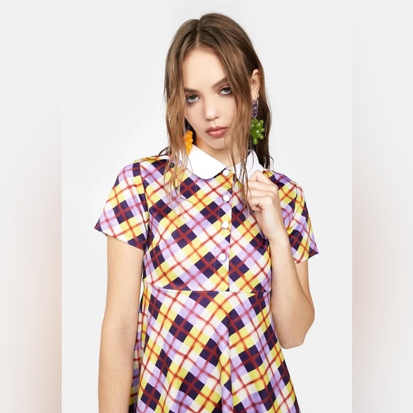 dELiA*s x Dolls Kill Plaid Baby Doll Dress - Picture 3 of 7